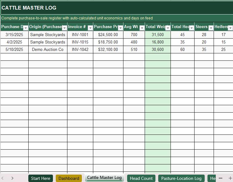 Feeder Cattle Management System — Deal Calculator